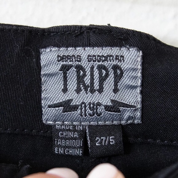 Tripp Nyc Black Skinny Rocker Jeans Velcro Belt - Picture 5 of 5